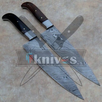 Custom Kitchen Knives Buffalo Horn and Rose Wood Handle