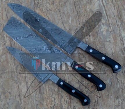 Custom Kitchen Knives Set With Buffalo Horn Handle