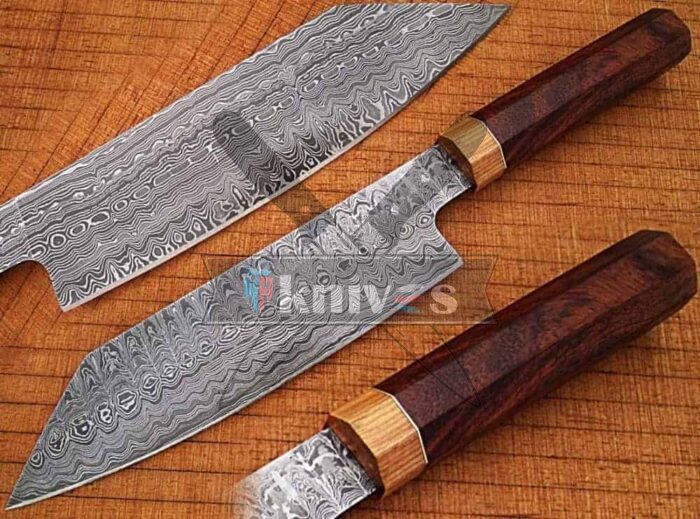Custom Santoku Chef Kitchen Knife With Rose Wood Handle