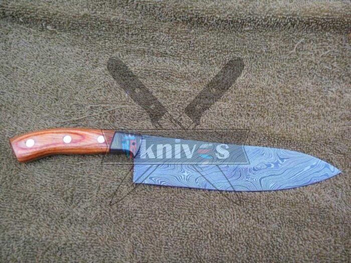 Custom Western Style Chef Kitchen Knife With Cheeka Wood Handle