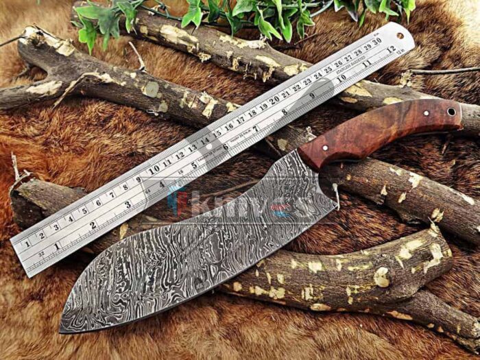 Custom Western Style Damascus Steel Blade Chef Kitchen Knife Rose Wood Handle