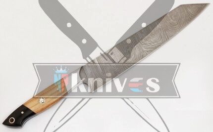 Custom handmade Chef Kitchen Knife Olive Wood and Bull Horn Handle