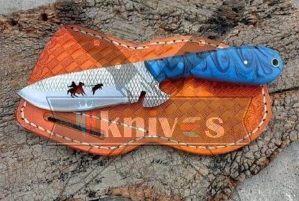 D2 Steel Blade Cowboy Knife With Blue Resin Handle