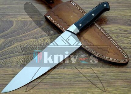 D2 Steel Blade Kitchen Knife With Black Micarta Handle