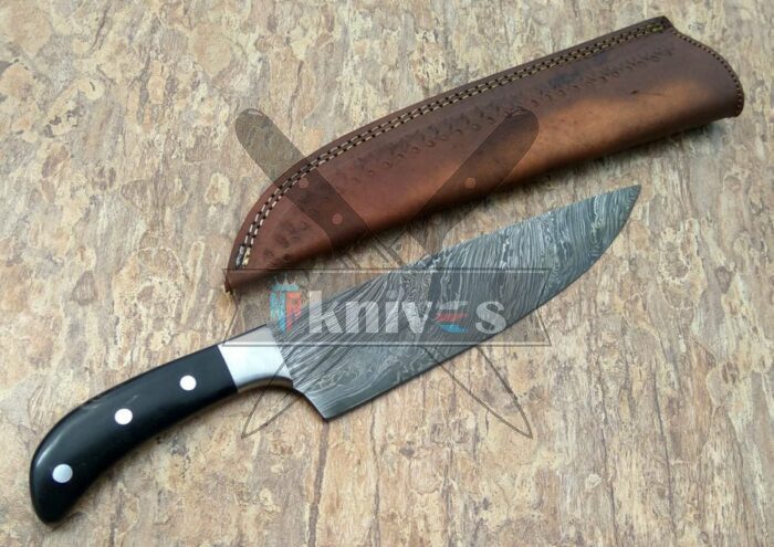 Damascus Steel Blade Chef Kitchen Buffalo Horn Handle