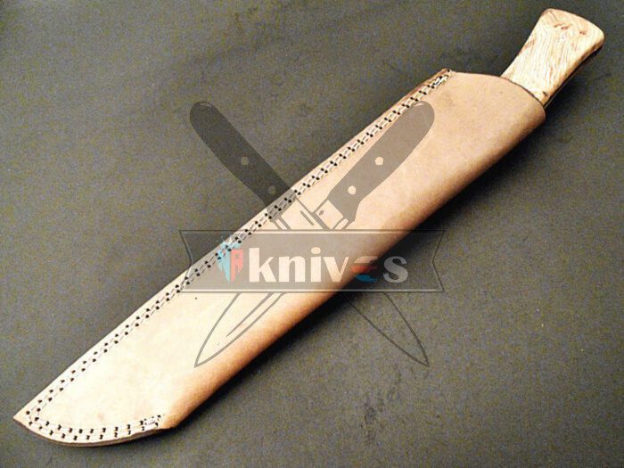 Damascus Steel Blade Chef Kitchen Knife With Olive Wood Handle With Free Leather Sheath