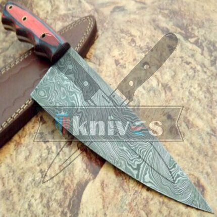 Damascus Steel Blade Chef Kitchen Knife With Pakka Wood Handle