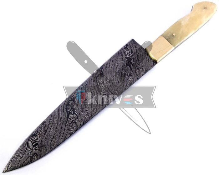 Damascus Steel Blade Kitchen Knife With Camel Bone Handle
