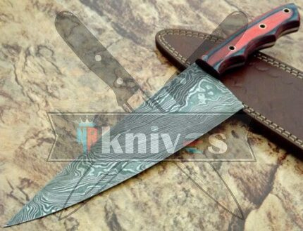 Damascus Steel Blade Kitchen Knife With Pakka Wood Handle