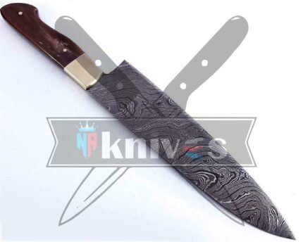Damascus Steel Chef Brown Colored Camel Bone Handle