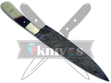 Damascus Steel Chef Kitchen Knife Bull Horn and Camel Bone Handle