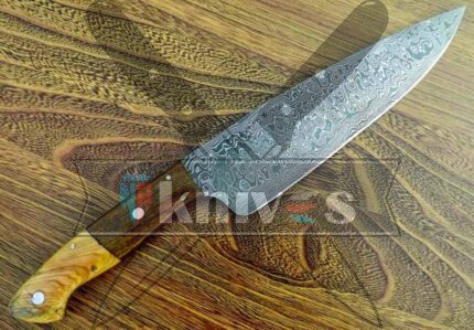 Damascus Steel Chef Kitchen With Natural Wood Handle