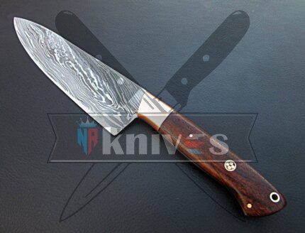Damascus Steel Chef Knife With Rose Wood Handle