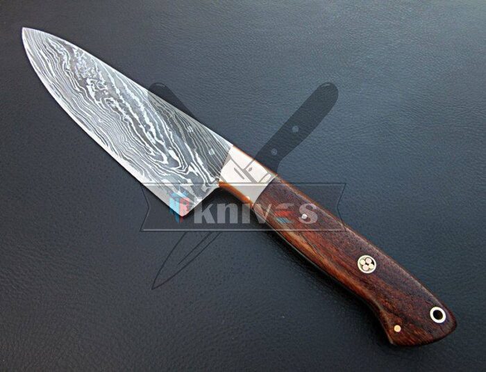 Damascus Steel Chef Knife With Rose Wood Handle