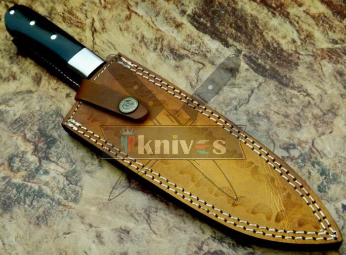 Damascus Steel Custom Chef Kitchen Knife With Black Micarta Handle