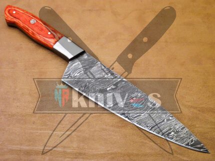 Damascus Steel Handmade Chef Kitchen Knife With Wood Handle