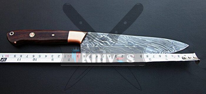 Damascus Steel Kitchen Knife With Rose Wood Handle