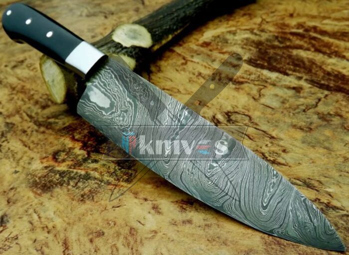 Damascus Steel blade Chef Kitchen Knife With Black Micarta Handle