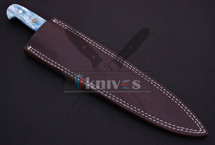 Handmade Chef Kitchen Knife Colored Camel Bone Handle With Free Leather Sheath