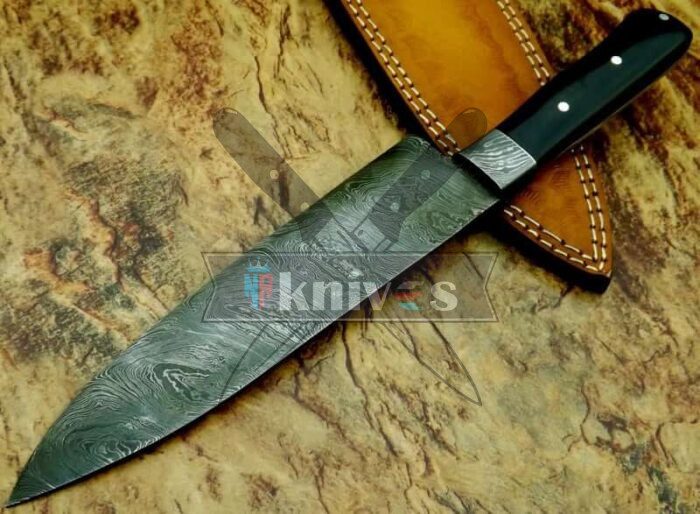 Handmade Chef Kitchen Knife With Black Micarta Handle