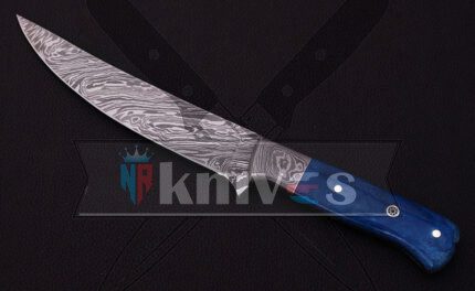 Handmade Chef Kitchen Knife With Blue Camel Bone Handle
