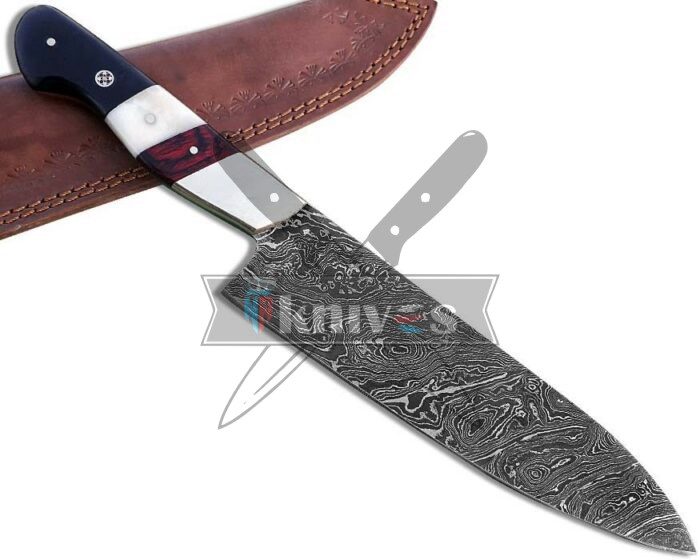 Handmade Chef Kitchen Knife With Bone, Wood & Micarta Handle