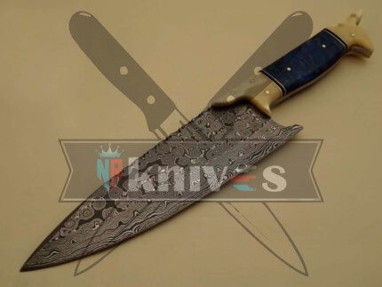 Handmade Chef Kitchen Knife With Corain and Camel Bone Handle