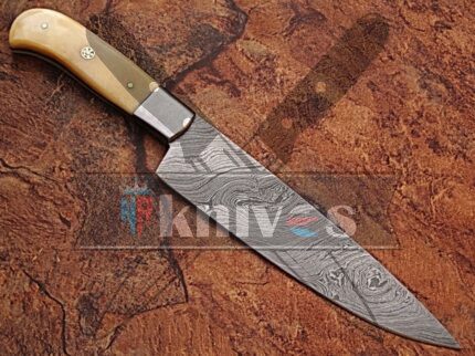 Handmade Chef Kitchen Knife With Natural Camel Bone Handle