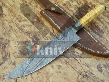 Handmade Chef Kitchen Knife With Olive Wood Handle