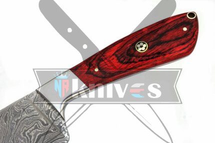 Handmade Chef Kitchen Knife With Red Colored Wood Handle