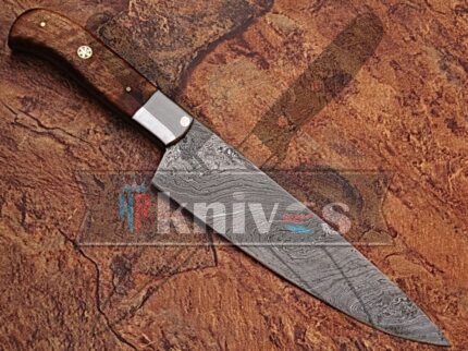Handmade Kitchen Knife With Rose Wood Handle
