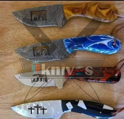 J2, Carbon and Damascus Steel Cowboy Knives With Resin Handle