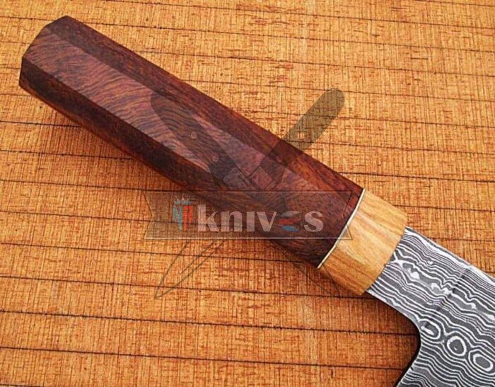 Santoku Chef Kitchen Knife With Rose Wood Handle