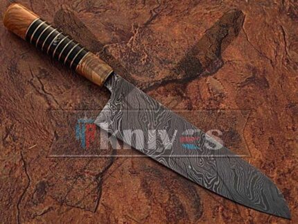 Santoku Kitchen Knife Buffalo Horn Spacer Handle