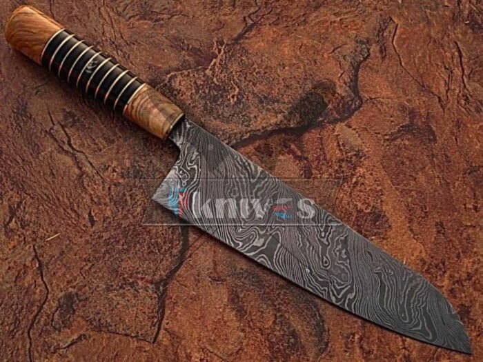 Santoku Kitchen Knife Buffalo Horn Spacer Handle