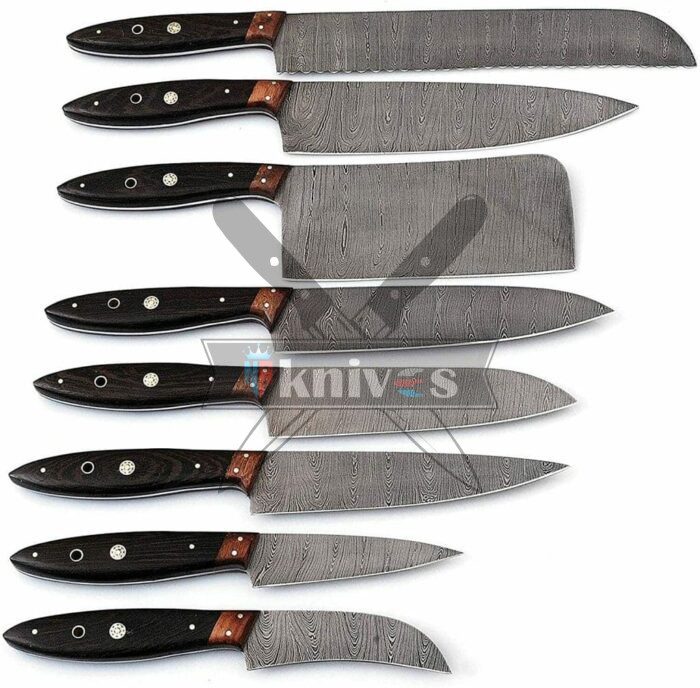 Walnut-Wood-And-Wenge-Wood-Handle-Chef-Kitchen-Knife-Set